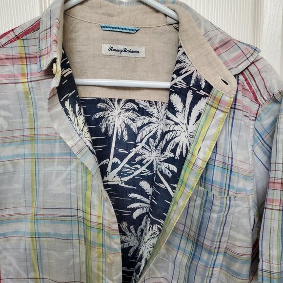 Tommy Bahama Reversible Plaid Short Sleeve Button-Up Shirt Size M - Picture 2 of 4